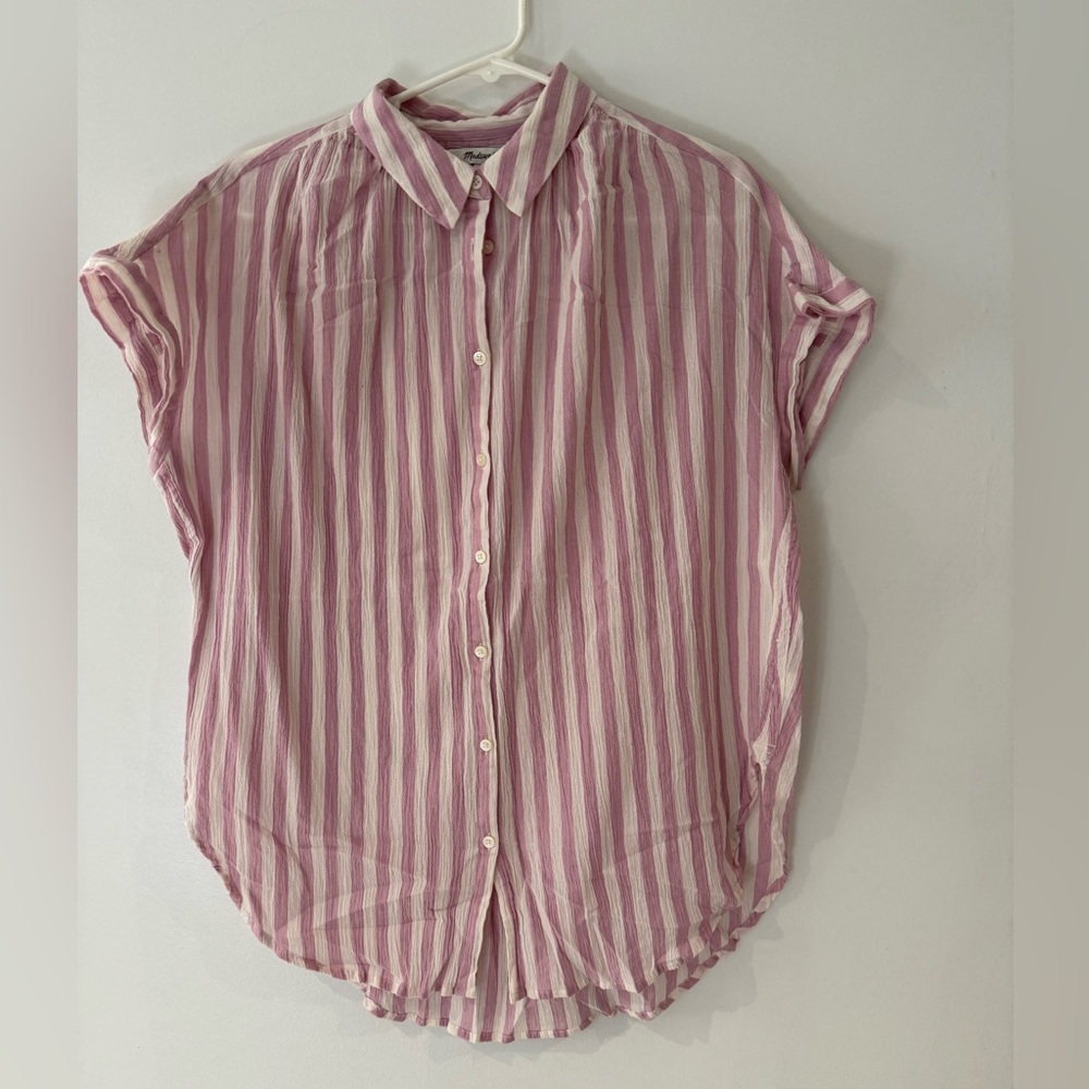 Madewell Pink and Cream Striped Shirt